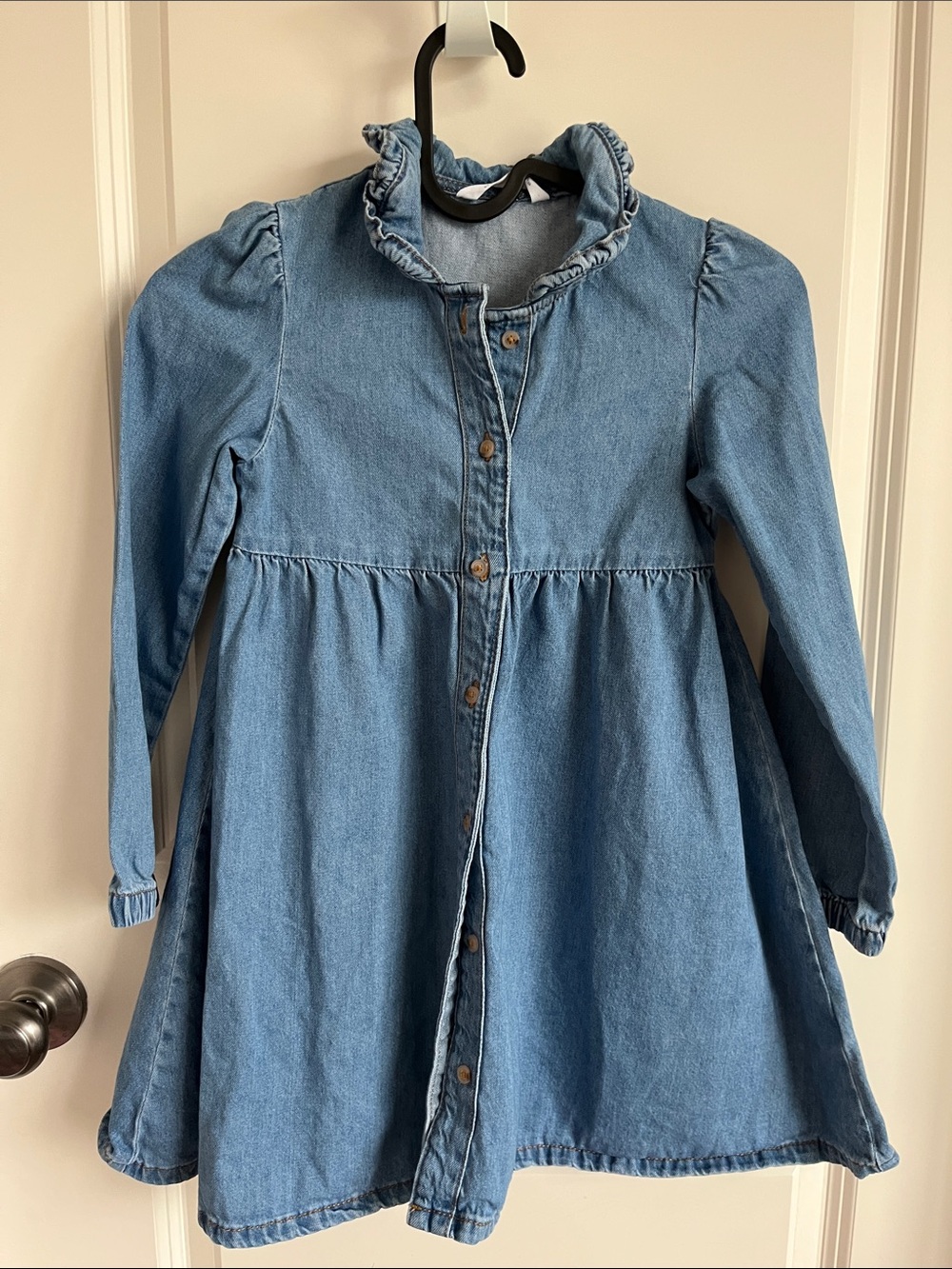Girls' Light Blue Denim Button-Front Dress Jacket
